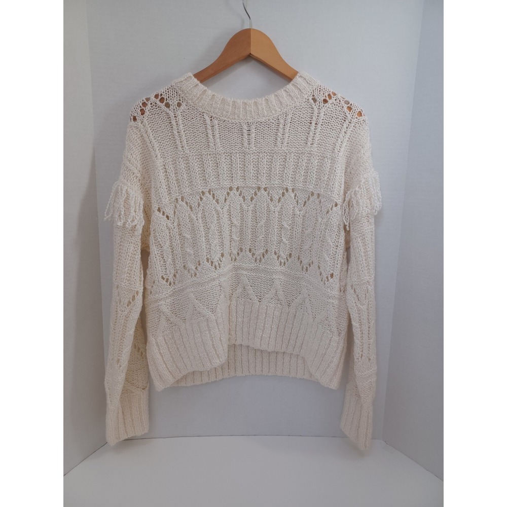 Old Navy Ivory Cream Cable Knit Pullover Wool Sweater Womens Small‎ NWT